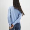 Blue Knit Fitted Scallop Trim Cardigan
