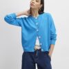 Blue Knitted Long Sleeve Cardigan
