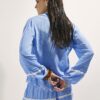 Blue Lace Trim Embroidered Beach Shirt