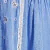 Blue Lace Trim Embroidered Beach Shorts
