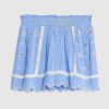 Blue Lace Trim Embroidered Beach Shorts