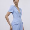 Blue Lace Trimmed Short Sleeve Playsuit