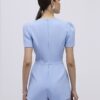 Blue Lace Trimmed Short Sleeve Playsuit