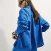 Blue Linen Blend Beach Shirt