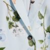 Blue Linen Blend Floral Cropped Blazer