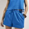 Blue Linen Blend Shorts