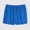 Blue Linen Blend Shorts