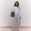 Blue Long Sleeve Asymmetric Fluffy Top