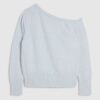 Blue Long Sleeve Asymmetric Fluffy Top