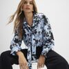 Blue Long Sleeve Floral Print Shirt