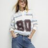 Blue Long Sleeve Stripe Number Sweatshirt