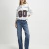 Blue Long Sleeve Stripe Number Sweatshirt