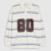 Blue Long Sleeve Stripe Number Sweatshirt