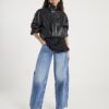 Blue Mid Rise Barrel Leg Jeans
