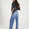Blue Mid Rise Barrel Leg Jeans