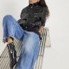Blue Mid Rise Barrel Leg Jeans
