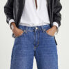 Blue Mid Rise Seamed Barrel Leg Jeans