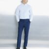 Blue Muscle Fit Textured Formal Shirt