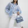 Blue Organza Polka Dot Blouse
