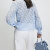 Blue Organza Polka Dot Blouse