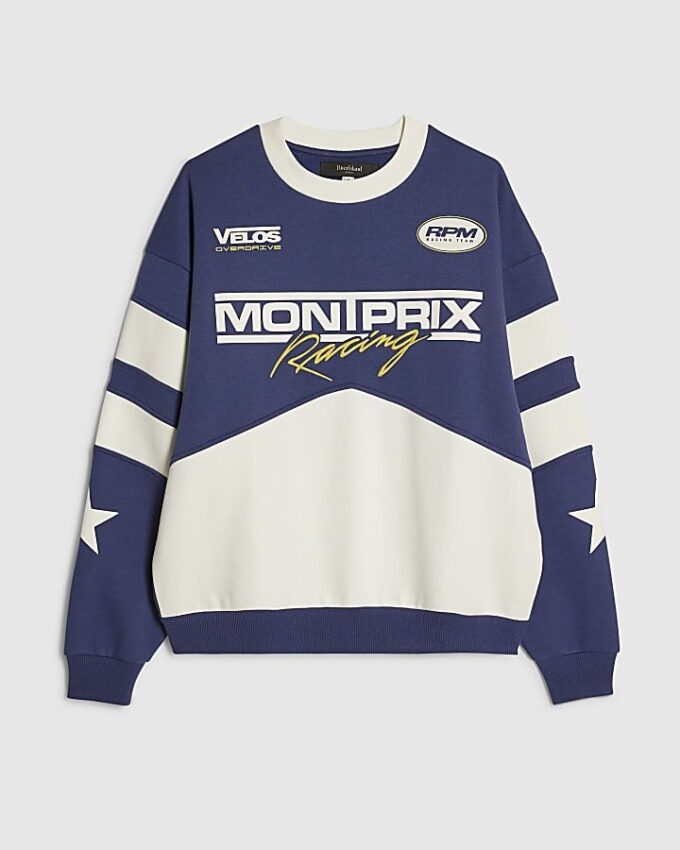 Blue Oversized Fit Mont Prix Sweatshirt