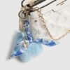 Blue Pom Pom Plaited Scarf Butterfly Charm