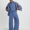 Blue Premium Wide Leg Joggers