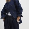 Blue Pull On Barrel Leg Jeans