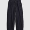 Blue Pull On Barrel Leg Jeans