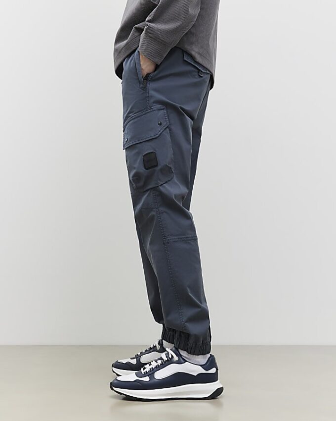 Blue Regular Fit Cargo Trousers