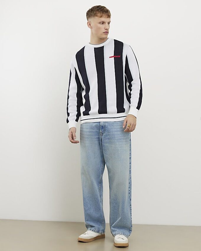 Blue Regular Fit Marello 76 Stripe Jumper