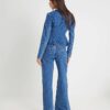 Blue Relaxed Straight Diamante Jeans