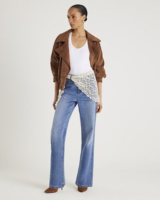 Blue Relaxed Straight Fit Scarf Jeans