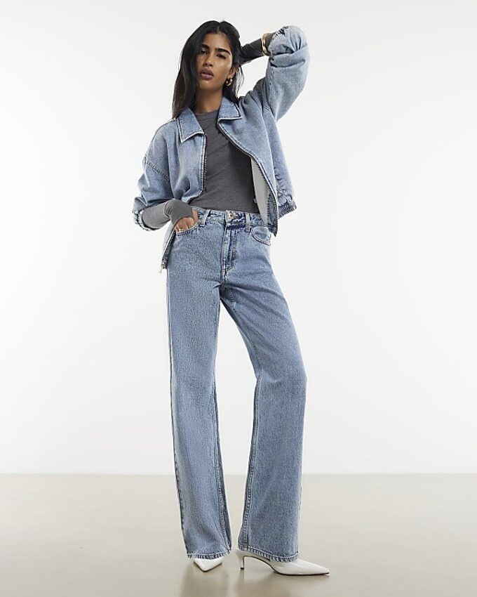 Blue Relaxed Straight Jeans