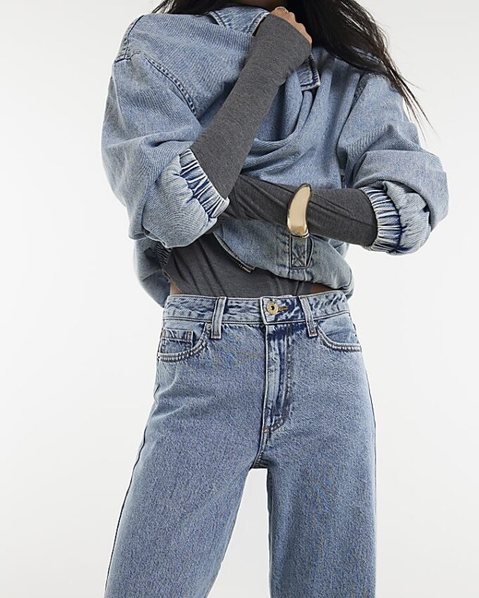 Blue Relaxed Straight Jeans