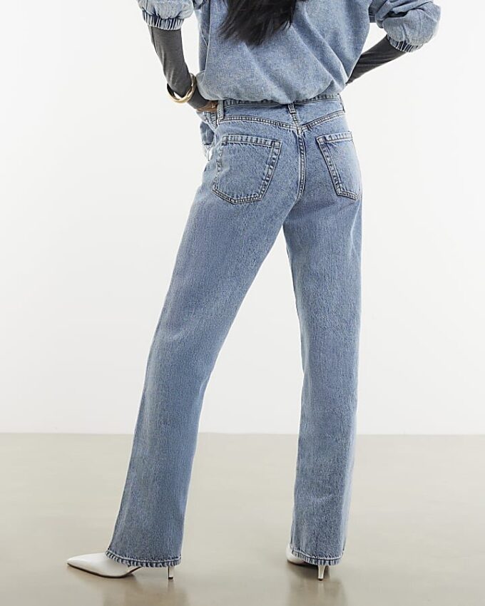 Blue Relaxed Straight Jeans