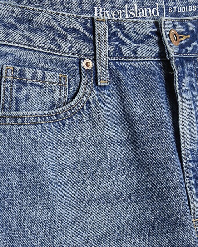 Blue Relaxed Straight Jeans