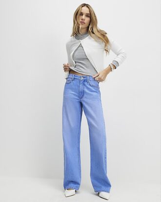 Blue Relaxed Straight Leg Jeans