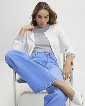 Blue Relaxed Straight Leg Jeans