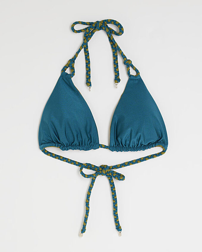 Blue Reversible Plaited Bikini Top