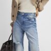 Blue Ripped Relaxed Straight Jeans