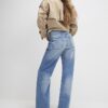 Blue Ripped Relaxed Straight Jeans