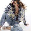 Blue Satin Border Print Shirt