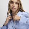 Blue Satin Long Sleeve Slim Fit Shirt
