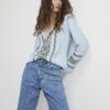 Blue Satin Paisley Print Long Sleeve Shirt