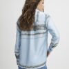 Blue Satin Paisley Print Long Sleeve Shirt
