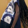 Blue Satin Short Sleeve Floral Print Top