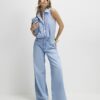 Blue Scallop Sleeveless Blouse