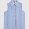 Blue Scallop Sleeveless Blouse