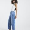 Blue Seamed Barrel Leg Jeans
